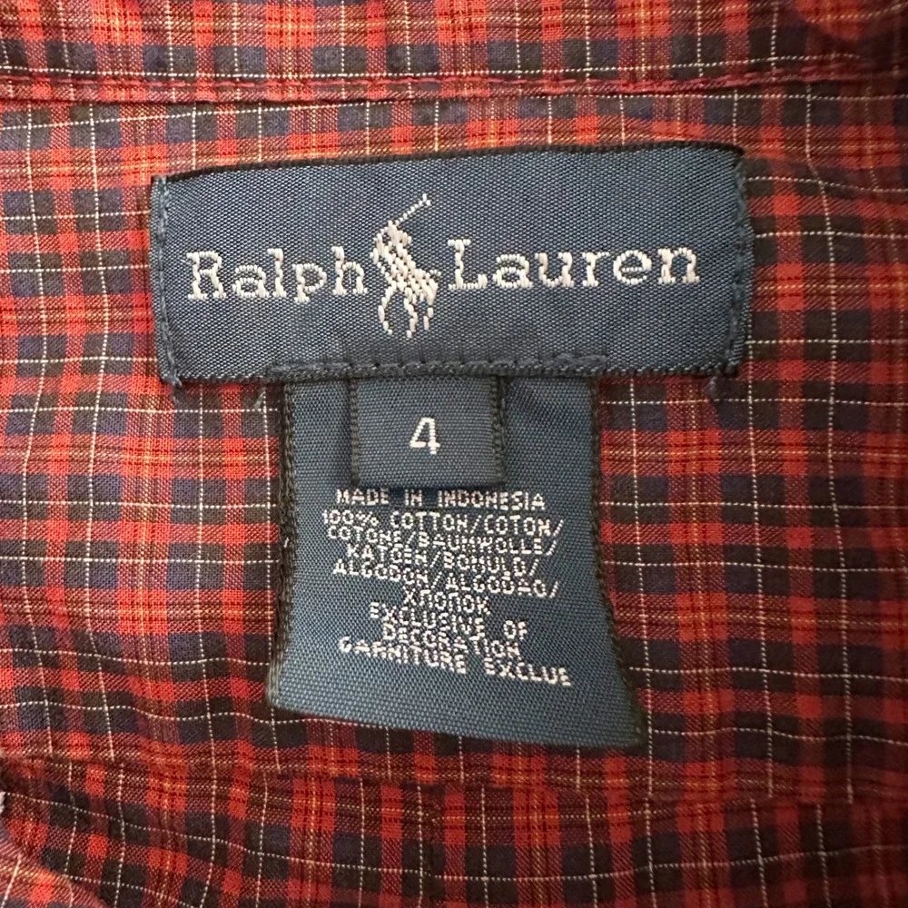 Ralph Lauren Cotton Long Sleeve Plaid Red Button Down Shirt Kids Size 4